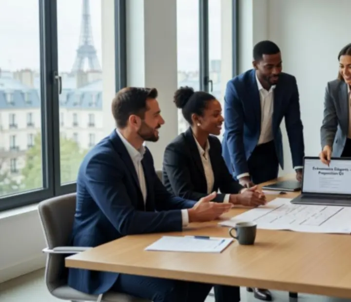 Équipe d'agence événementielle en réunion de travail