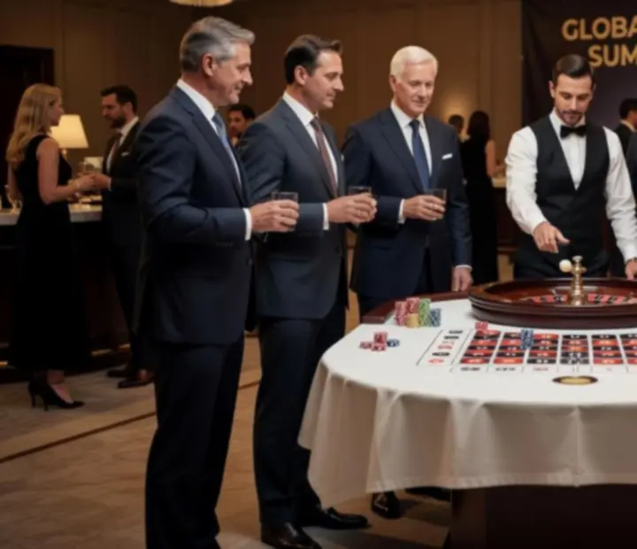Table de jeu type casino installée lors d'un événement d'entreprise