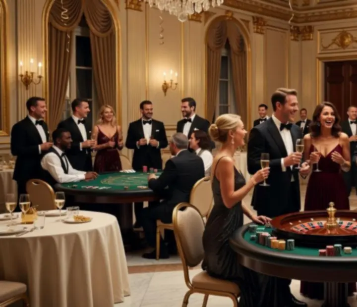 Invités élégants profitant d'une soirée casino VIP
