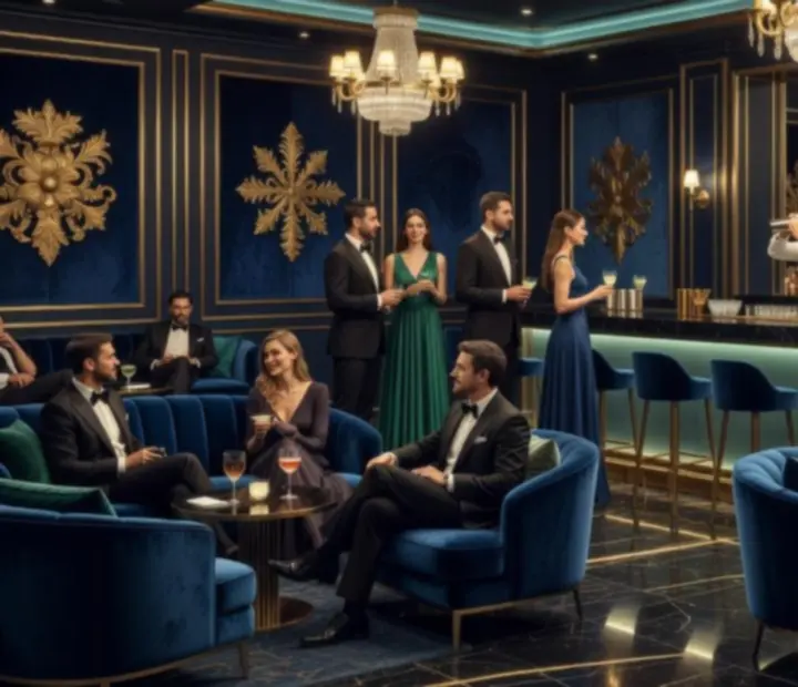 Lounge bar VIP avec fauteuils design et lumière tamisée